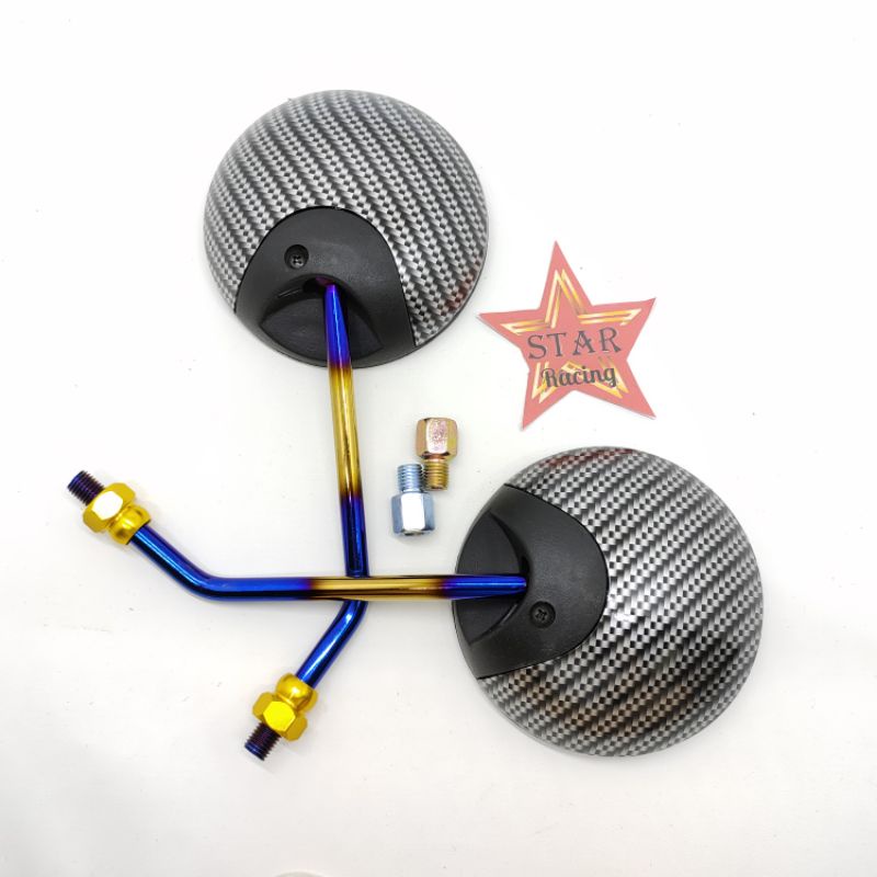 Spion Carbon Two Tone Kaca Bulat Variasi Motor Honda Scoopy vario beat