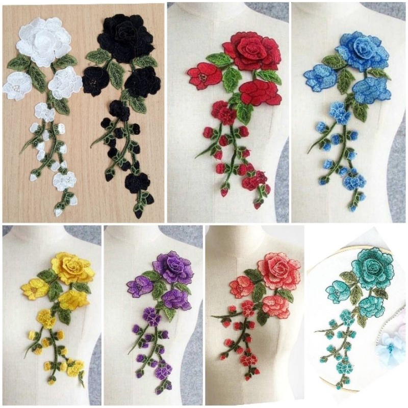 bordir bunga 3d, aplikasi bordir bunga