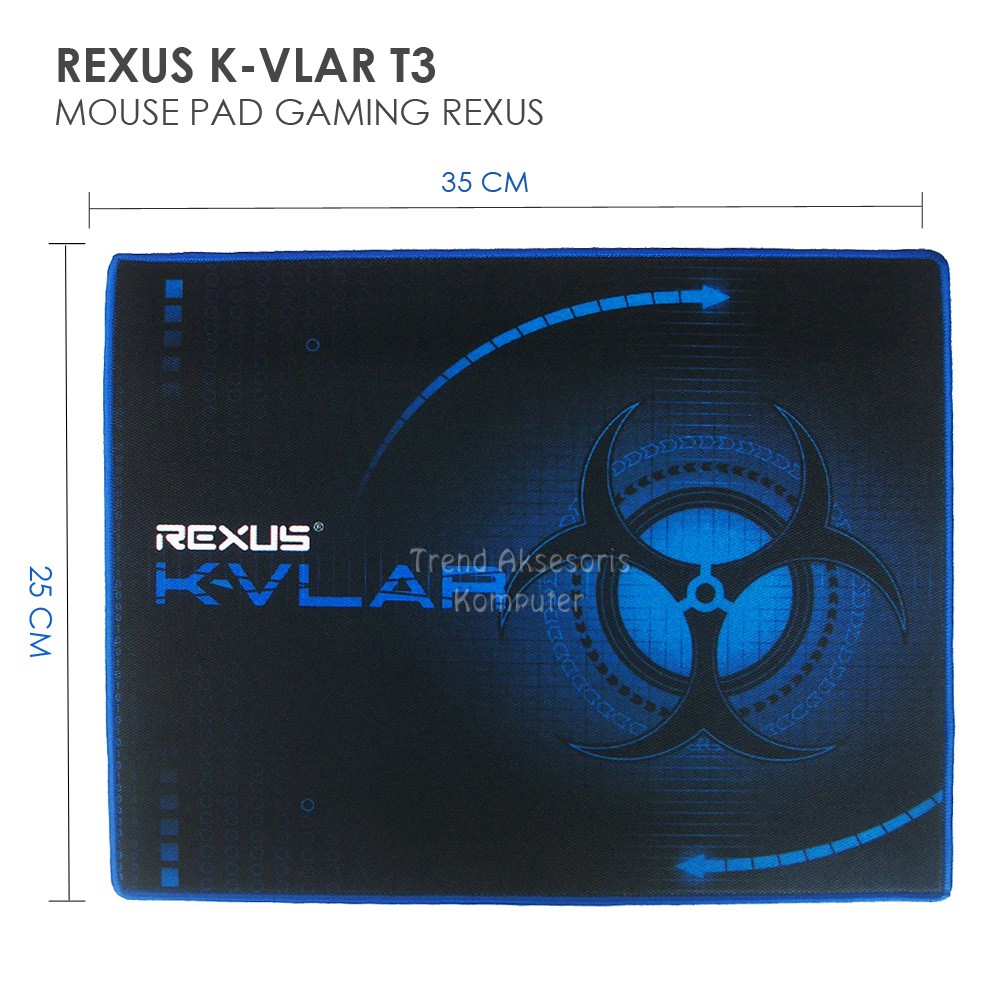 Trend-Rexus Mouse Pad Gaming KVLAR T3 Lebar  35 x 25 cm – Hitam/Biru