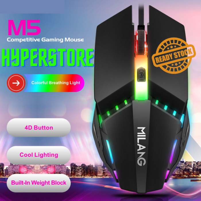 NEW MiWolf M5 Star Shuttle Gaming Mouse Wired Milang LED RGB MURAH