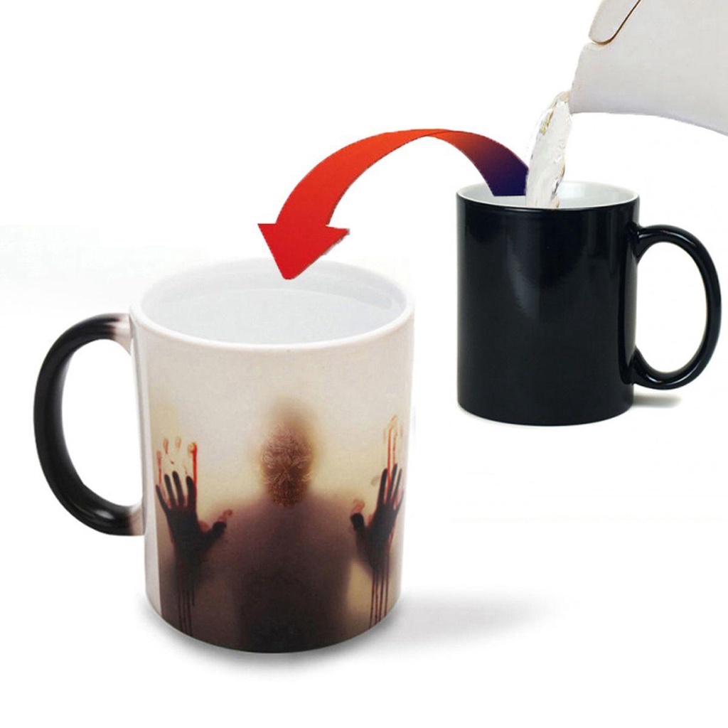 [Elegan] Mug Kopi Zombie Keramik Dekorasi Halloween Kreatif Sensitif Panas Berubah Warna Peralatan Minum