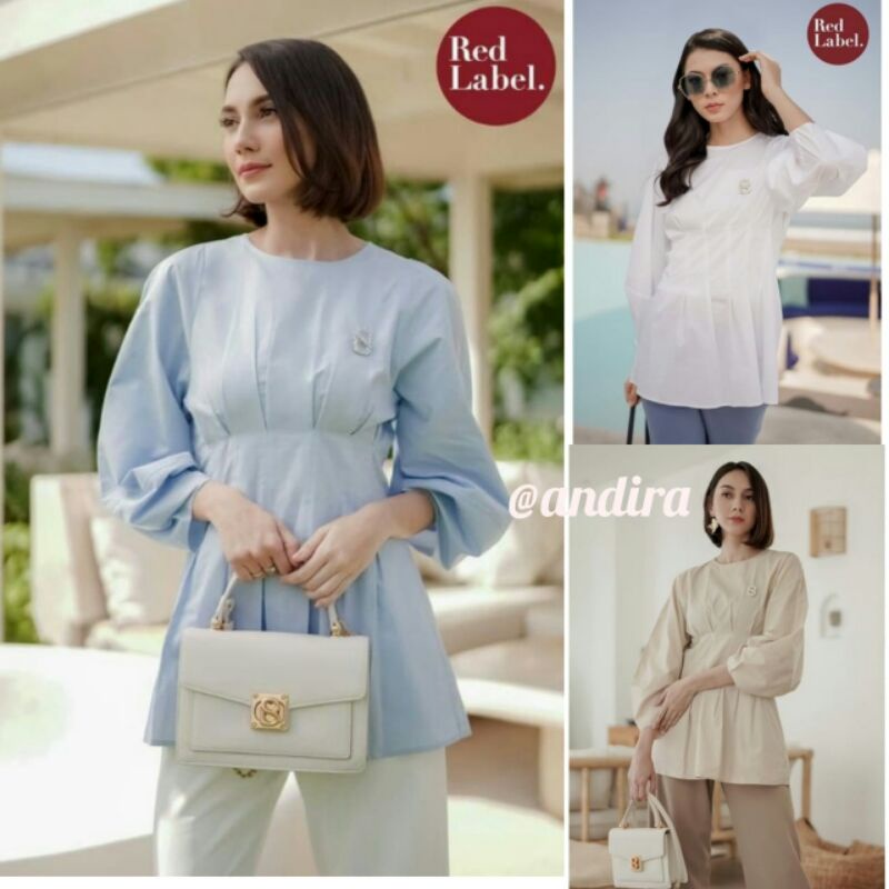 READY NEW Benang Jarum x Buttonscarves Sophie Blouse Blue, White, Cream