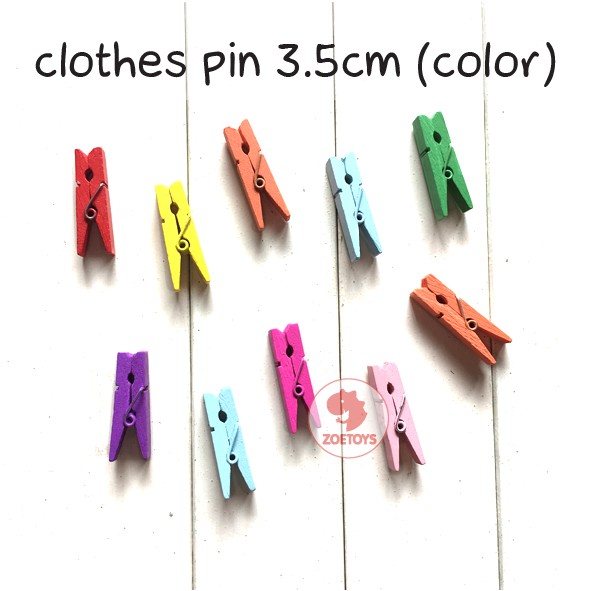 Zoetoys Clothes Pin 3.5cm | Wooden Mainan Jepit Klip Kayu Penjepit Foto Polaroid Warna Color Natural