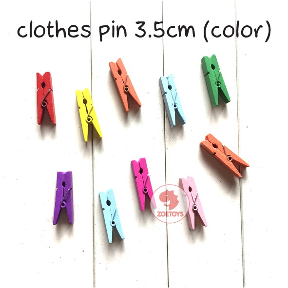 Zoetoys Clothes Pin 3.5cm | Wooden Clip Mainan Jepit Capit Klip Kayu Penjepit Foto polaroid warna color natural