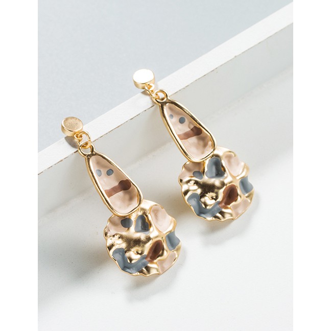 LRC Anting Tusuk Fashion Gold Drop Glazed Ear Studs F89465