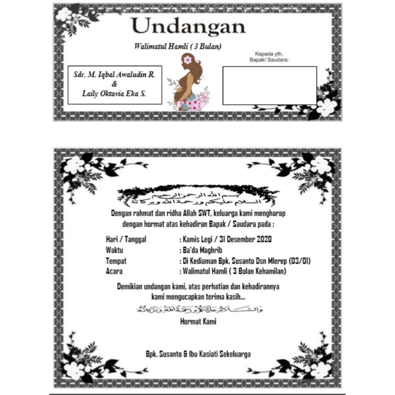 Jual Undangan tahlil/yasin/walimatul ursy/undangan mitoni | Shopee