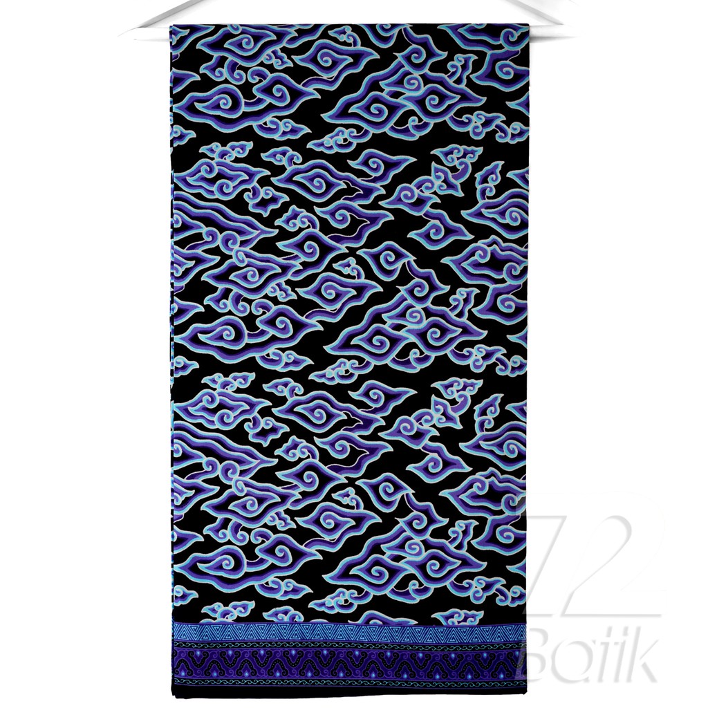 KAIN BATIK KATUN Premium Motif Mega Mendung Warna Biru Light 725708 Cap 72 Jarik Jarit Samping Kebat Panjang Batik Katun Modern Premium Bahan Seragam Batik Pernikahan Kantor Keluarga Murah Kamen Jadi Batik Bali Lembaran