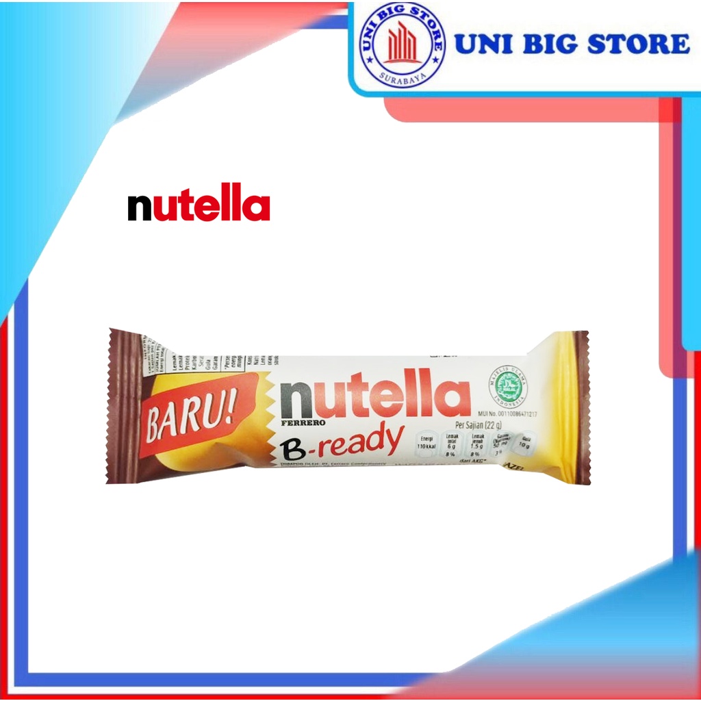 

Nutella Ferrero B-Ready 22 gr Wafer Bready Olesan Kacang Hazel Chocolate