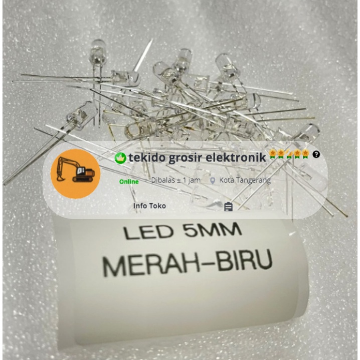 Lampu LED 5MM 2 Warna 2w Merah Biru 10PCS 10 PCS