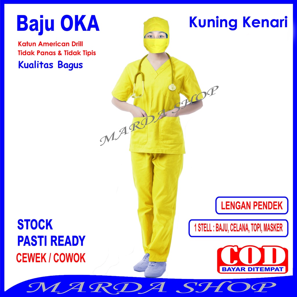 Baju OKA/Baju Scrub/Baju Perawat, Pria Wanita Lengan Pendek