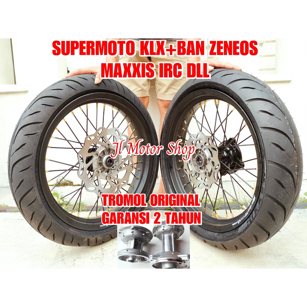 KLX Paket Pelek Velg Supermoto Warna KLX 150 KLX150 DTRACKER 150 Plus Ban Maxxis IRC ZENEOS Free Cakram REQ