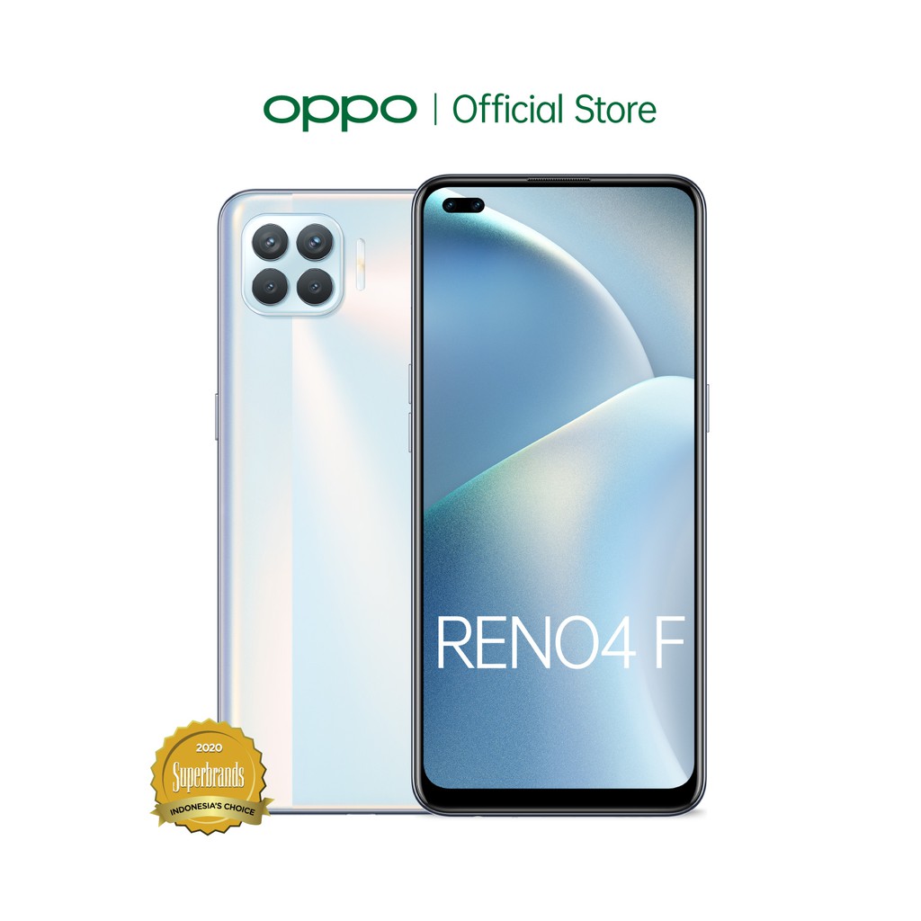OPPO Reno4 F 8GB/128GB [Helio P95, 48MP Quad Camera, 6.43” Dual Punch-Hole Display, 18W Fast Charge]-White