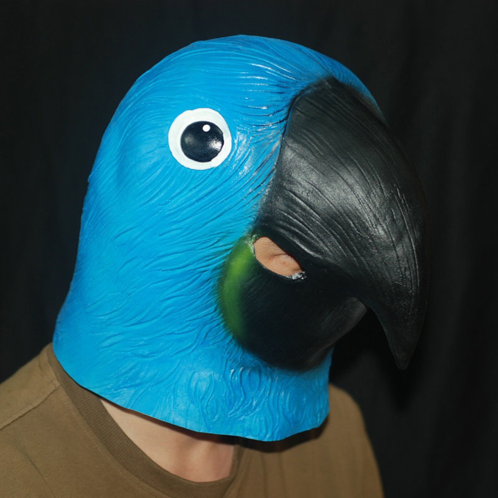 Topeng Burung Latex Kakaktua Biru Blue Parrot Mask Halloween