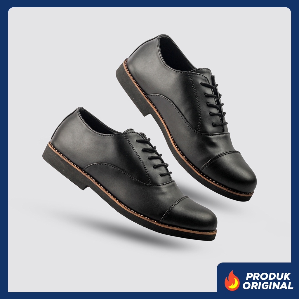 DANTE BLACK ORIGINAL x LVNATICA Sepatu Formal Hitam Tali Pria Pantofel Kerja Kantor Dinas Resmi Guru Kantoran Pesta Pernikahan Kondangan Nikah Undangan Wedding Kuliah Modern Casual Oxford Semi Kulit Premium Footwear Big Size Jumbo Ukuran Besar 44 Keren