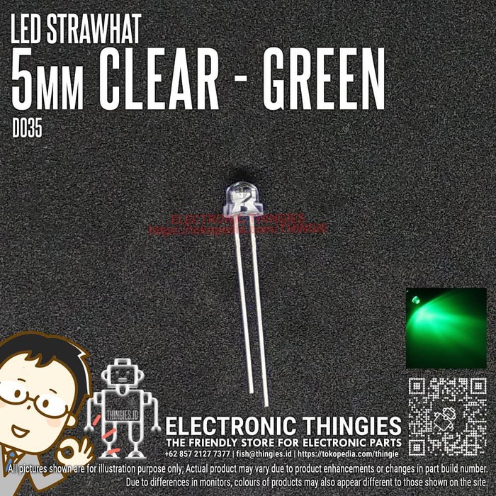 

Jual LED STRAWHAT 5MM 5 MM CLEAR GREEN HIJAU LAMPU Limited