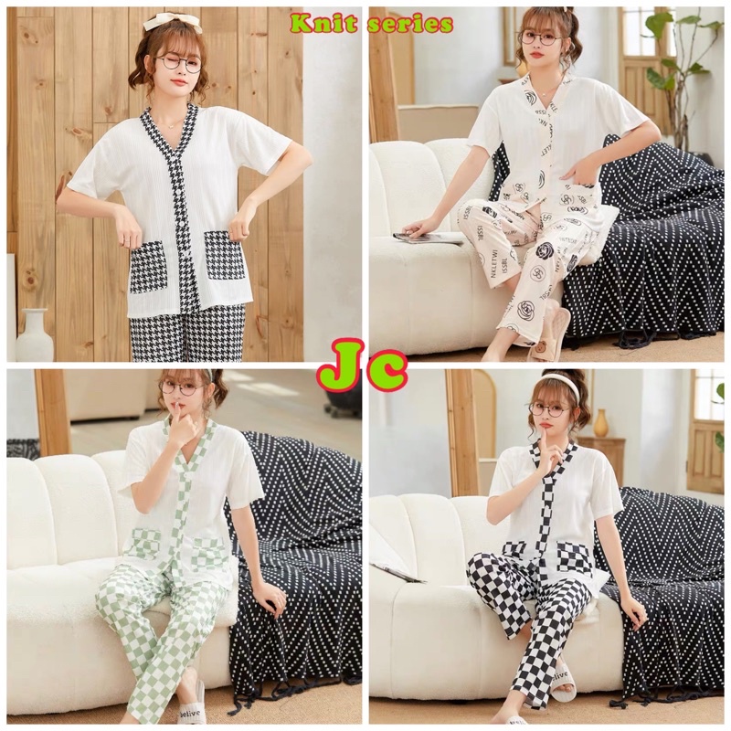 JC - Stelan Piyama Babydoll Knit Import CP / Piyama wanita Korea Import CP / Stelan tidur Import murah