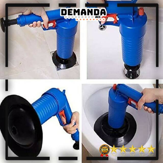 Pompa Sedot Saluran WC Wastafel Mampet Auger High Pressure Air Drain Plunger