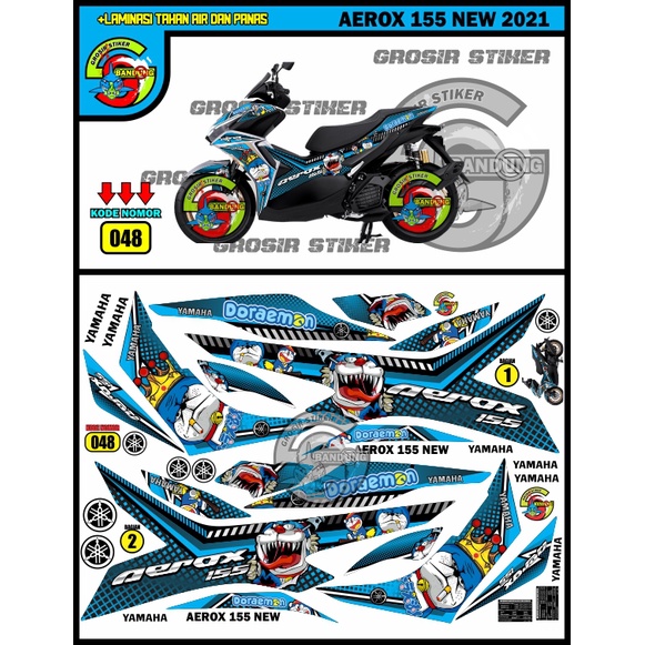 STRIPING VARIASI STIKER MOTOR YAMAHA AEROX 155 NEW 2021 DORAEMON