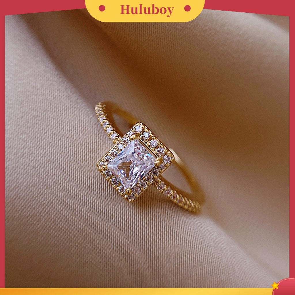 Hu Hu Hu Hu Hu Alat Bantu Pasang Kacamata♡ Cincin Berlian Imitasi Bentuk Kotak Model Terbuka Untuk Wanita