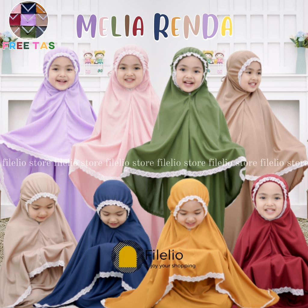 Mukenah Anak Melia Renda / Mukenah Anak Usia 5 - 8 Th / Mukena Anak Murah