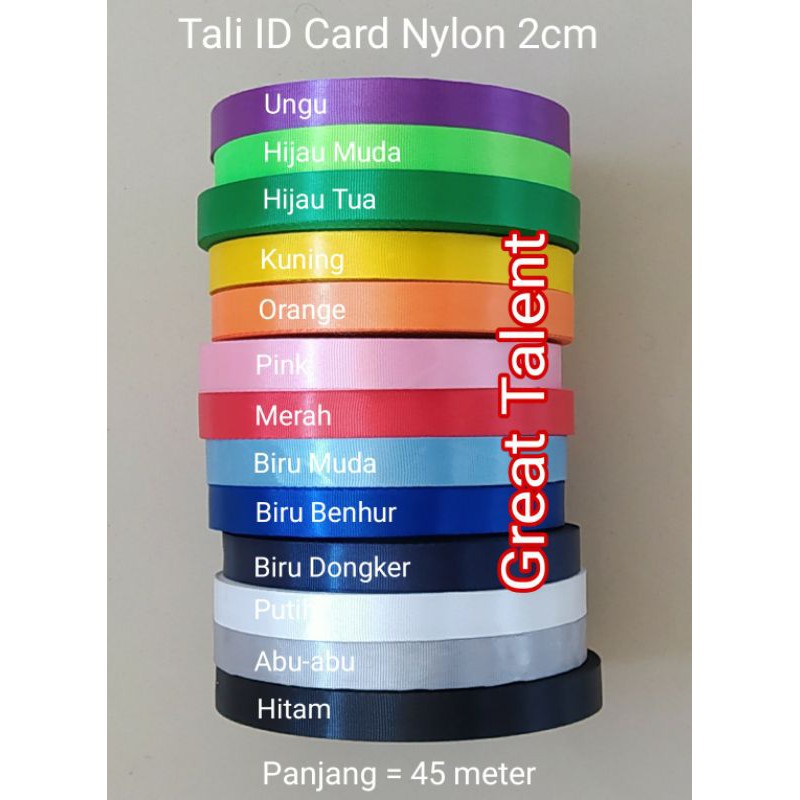 

Bahan Tali ID Card Nylon 2cm Rolan - Bahan Tali Lanyard - Bahan Pita Kalung ID Card - 1 Rol