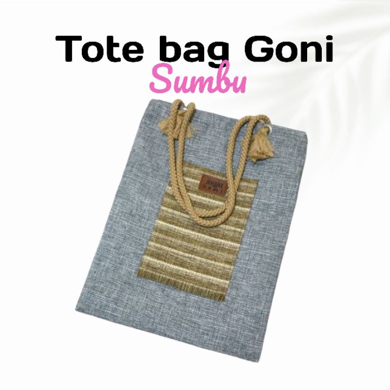 Tas Tote Bag Goni Wanita Resleting Tali Sumbu / Totebag  Goni Jogja Tebal Murah
