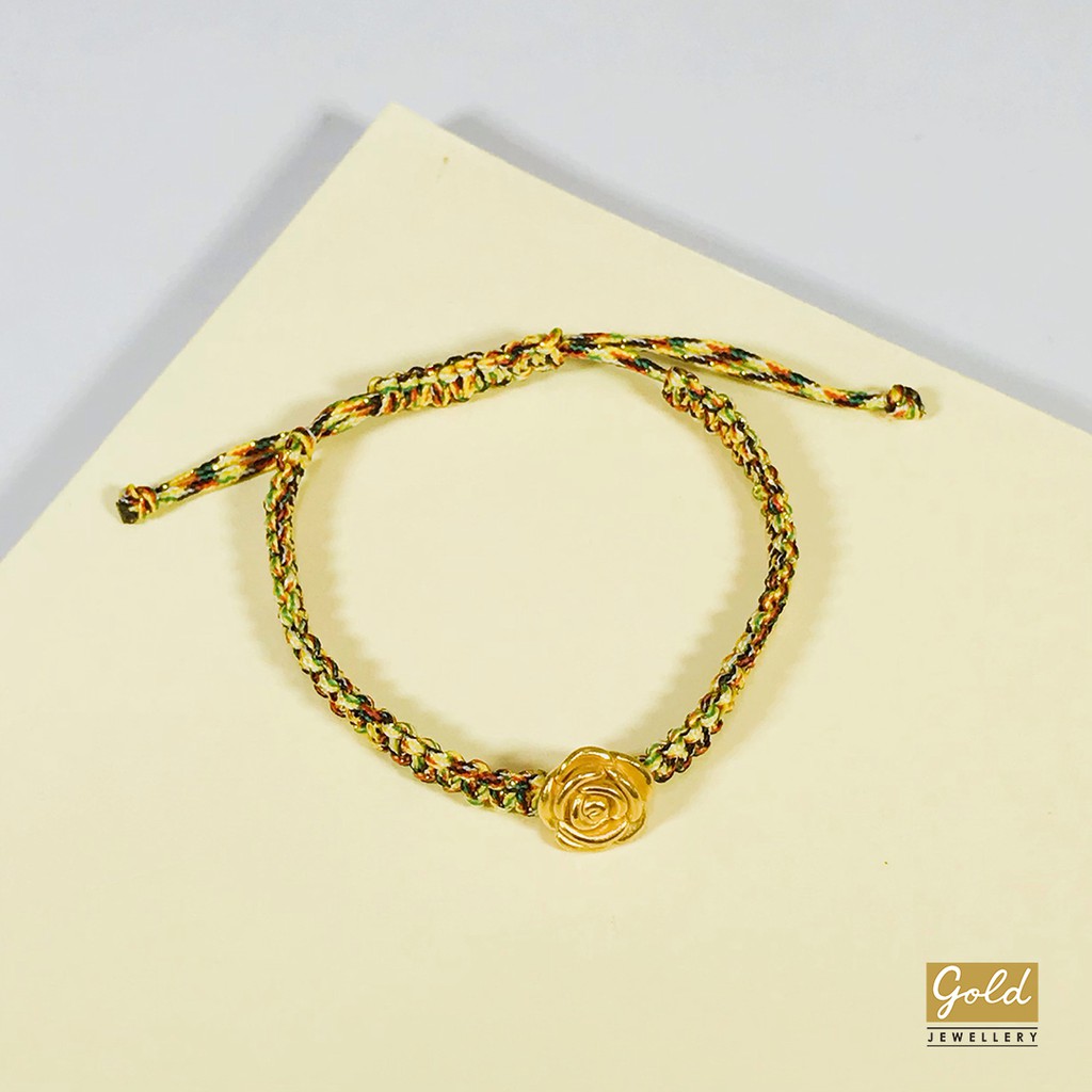 Gelang tali emas hongkong 24k 999 rose mawar tali kuning variasi