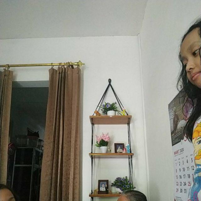 Rak Dinding Gantung Pot Tanaman 3 Susun Colat Tali Hitam Minimalis