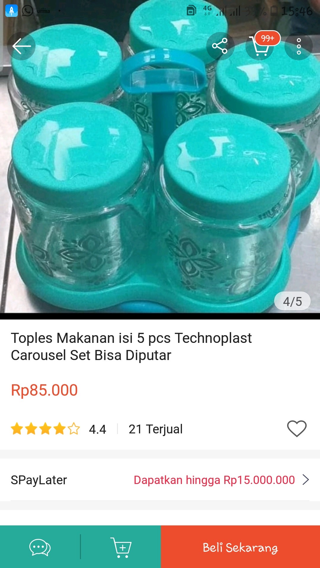 Toples Makanan Isi 5 Pcs Technoplast Carousel Set Bisa Diputar