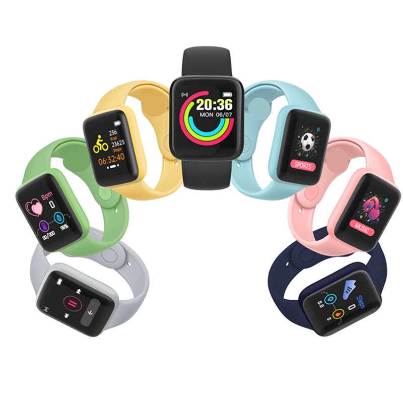 Smartwatch Y68 / D20 Candy Macaron / Jam Tangan Olahraga Fitnes Pria Wanita Pelacak Kebugaran Macaron