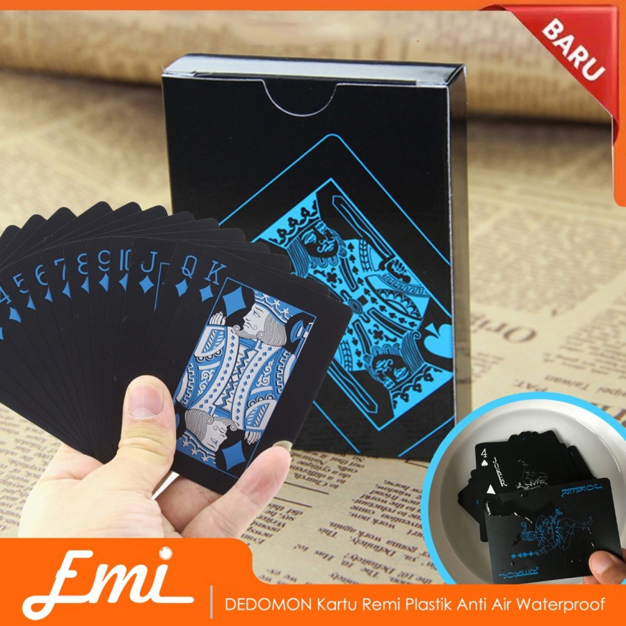 Dedomon Card Kartu Remi Plastik Anti Air Waterproof - Hitam