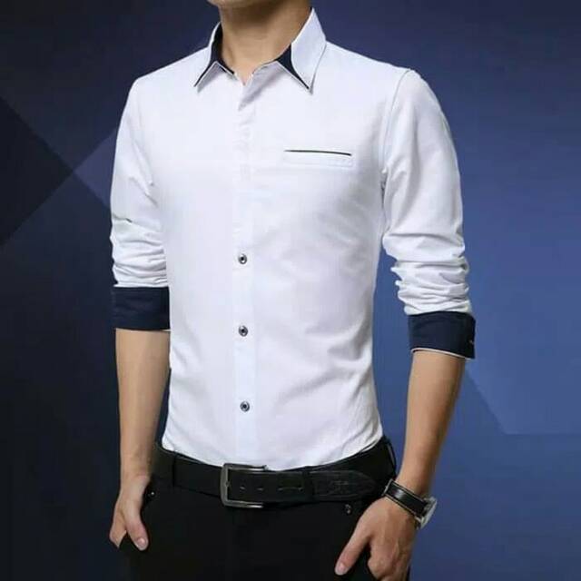 KAMEJA PRIA PUTIH BAHAN KATUN