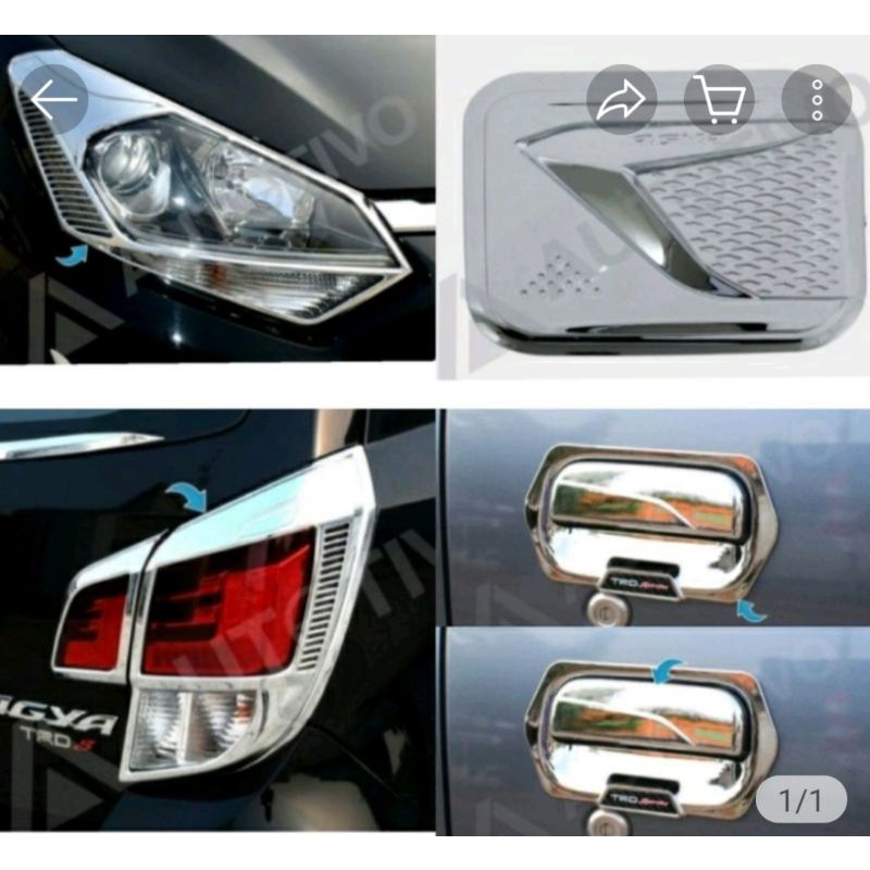 Paket Garnish Garnish Lampu Depan,Belakang,Outer+Handle,Tank Cover Chrome Agya/ Ayla 2017-2021