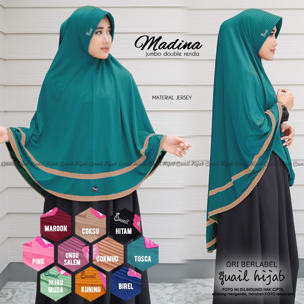 PROMO QUAIL | Madina Hijab | JILBAB KHIMAR SYARI INSTANT BERGO PET ANTEM KERUDUNG by Quail Hijab