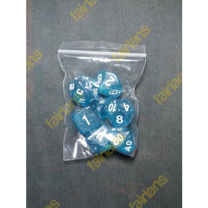 Dadu/Dice DND Polyhedral set isi 7 (Starry Blue)