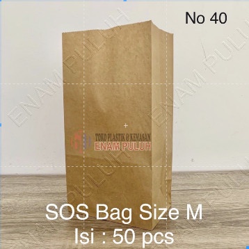 

BISA BAYAR DITEMPAT Paperbag Kantong Kertas SOS Brown Kraft Coklat Polos isi 50 pcs Size M