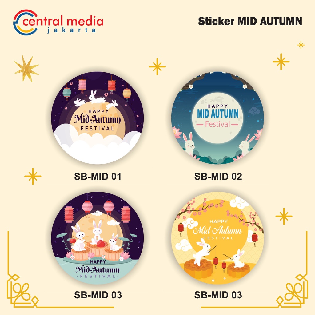

Sticker Bulat Mid Autumn Festival Stiker Label Hampers Moon Cake