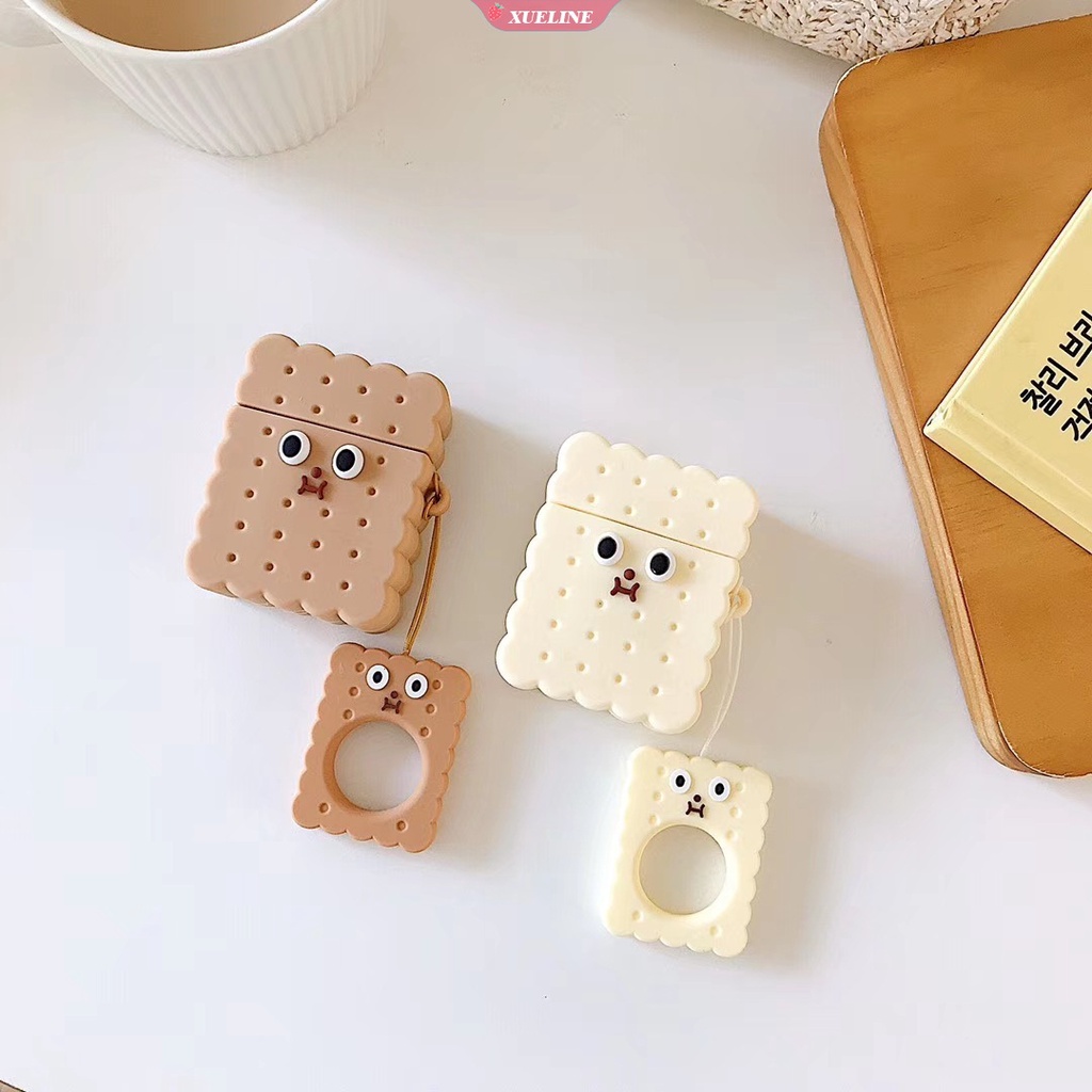 Cover Pelindung Bahan Silikon Bentuk Cookies Untuk AirPods 1 2 pro