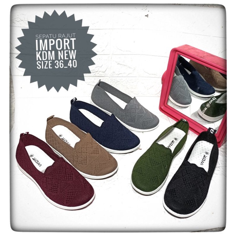 sepatu flat rajut import KDM original