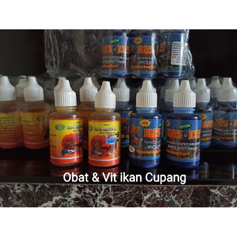 Obat Biru Blitz icht Ikan Cupang/ Obat parasit Ikan cupang/ Vitamin Ikan cupang