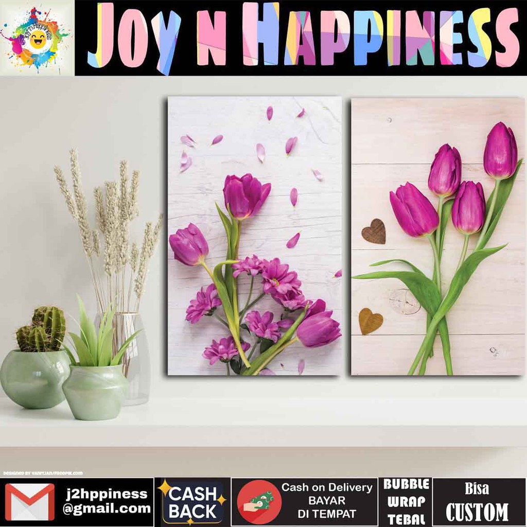 Hiasan Dinding  Pajangan Dekorasi Ruangan Wall Decor Bunga Tulip Ungu