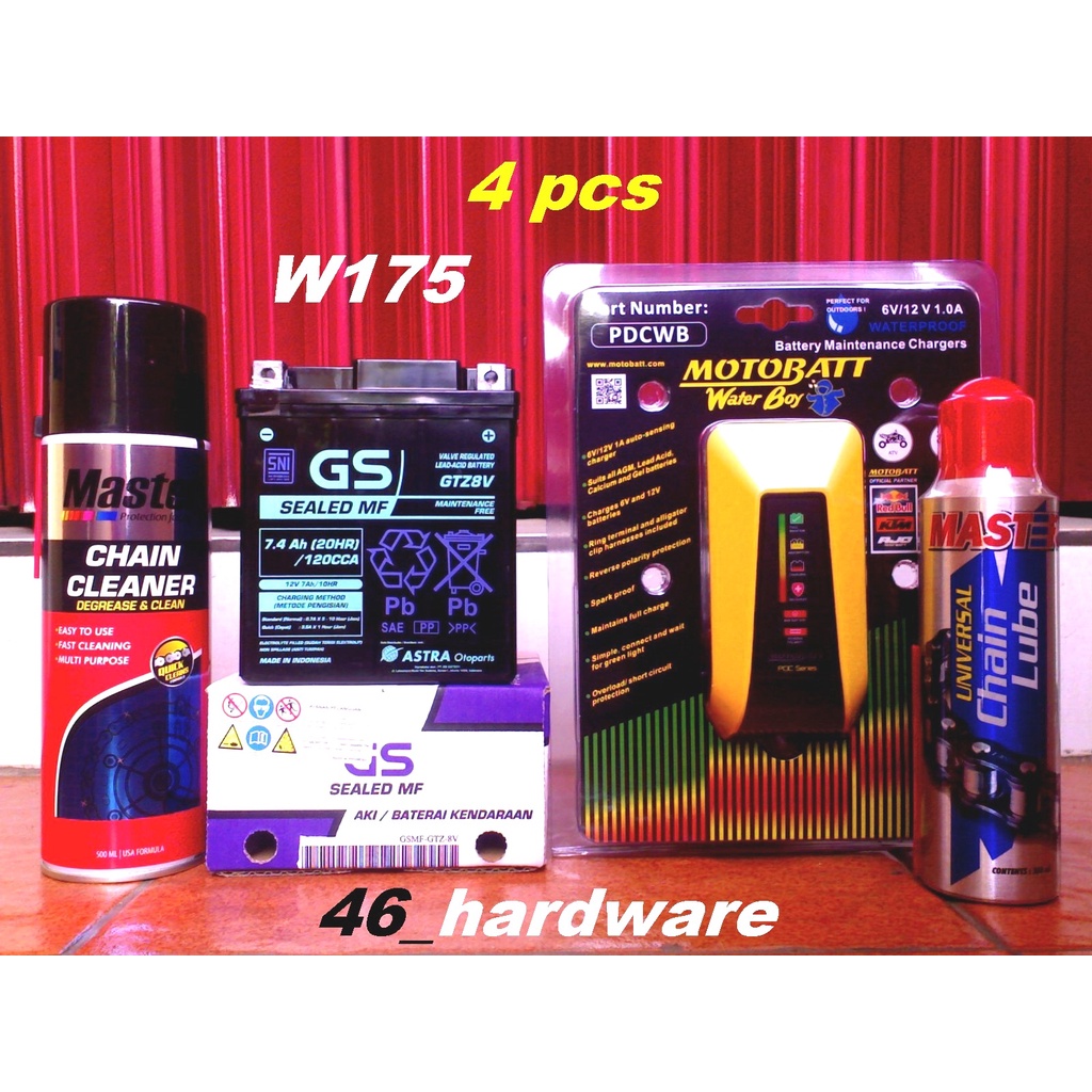 AKI GS SEALED MF GTZ8V 7.4Ah MOTOBATT WATER BOY CHARGER KAWASAKI W175