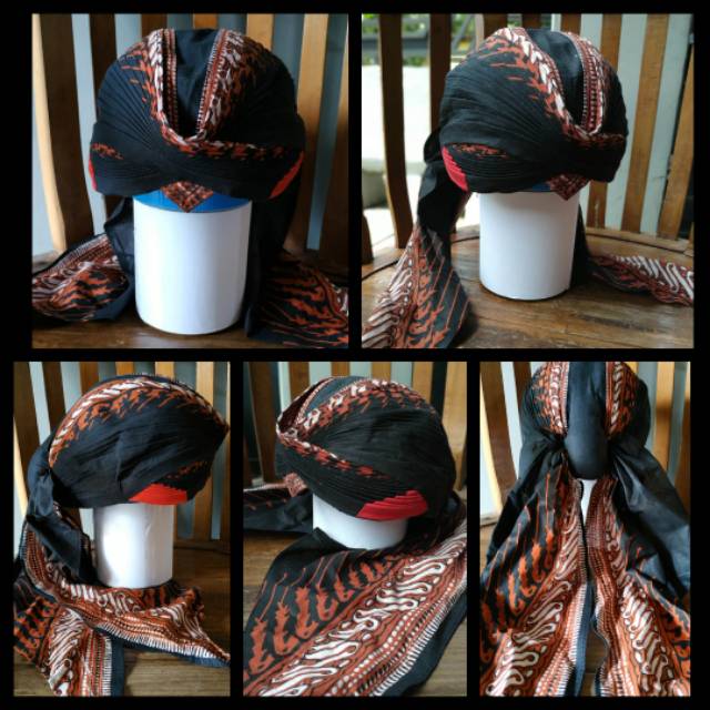 Blangkon Jogja lipat Lereng Coklat Sliwir Dewasa /Adat Jawa Tengah /Pakaian Tradisional Surjan Lurik