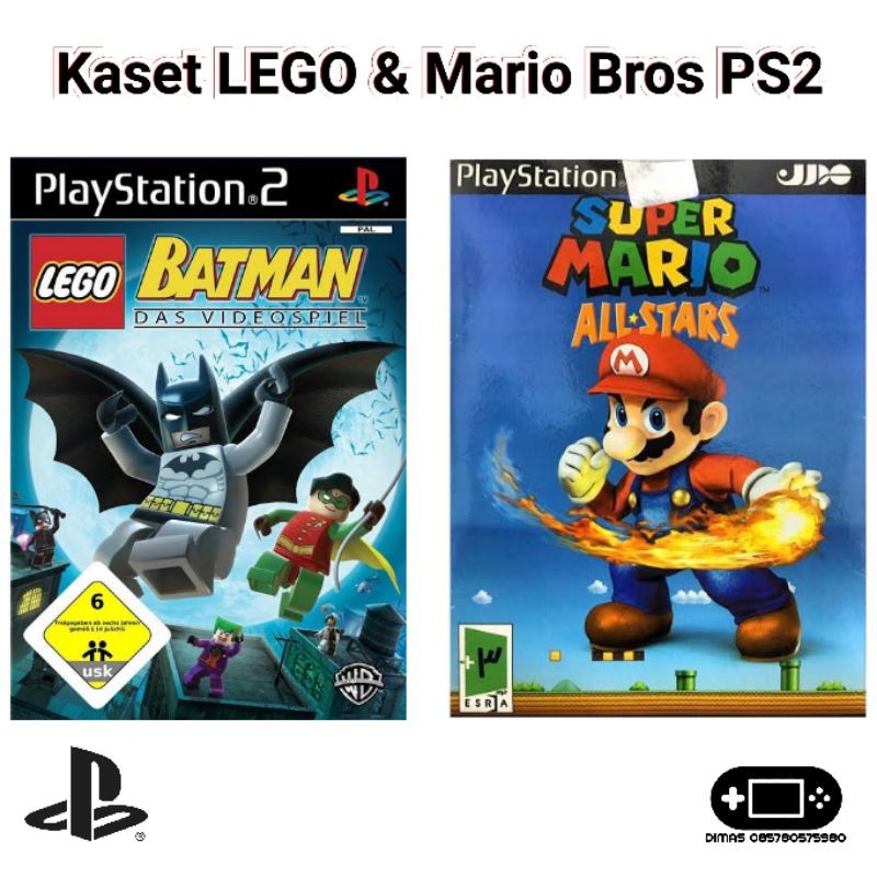 Kaset PS2 Super Mario Bros LEGO Batman Racers Indiana Jones