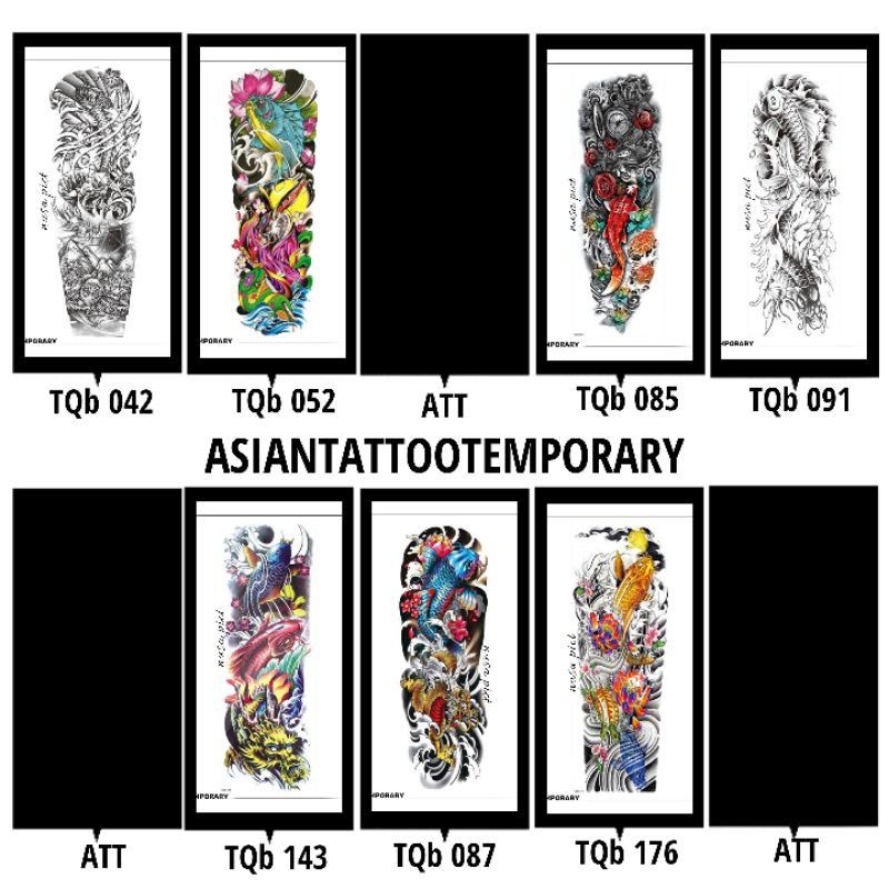 Tato tangan atau kaki panjang 45cm/ DESIGN KOI / BESTSELLER/ Asiantattoo temporary