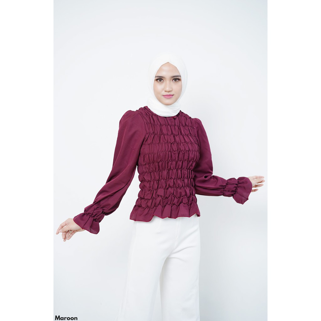 Rebeca Shirred Blouse Atasan Wanita