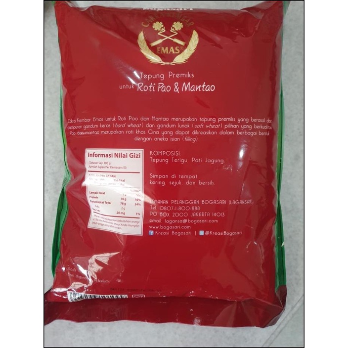 

Tepung Cakra Kembar Emas Roti Pao dan Mantao 5 KG