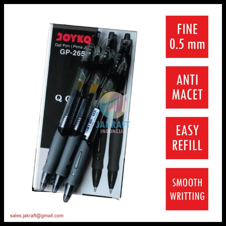

PULPEN GEL PEN KLIK JOYKO GP-265 Q GEL (HITAM) 0.5 MM SETARA KENKO K-1