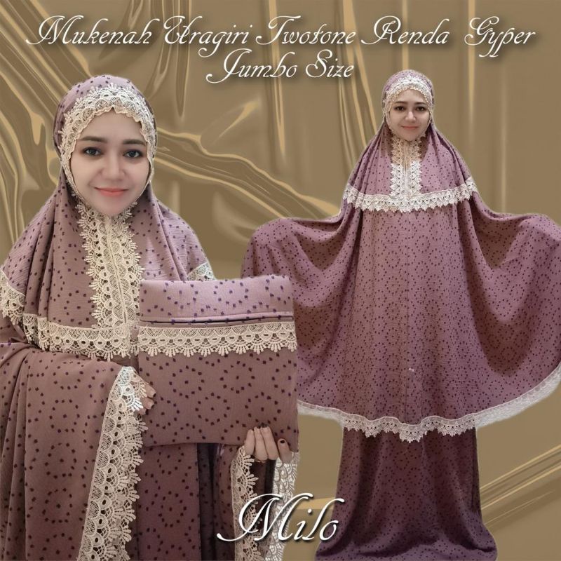 Mukena Uragiri Dewasa Size Jumbo Atas Bawah Twotone Renda Gyper