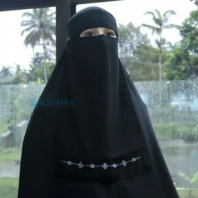 Niqab Bandana Alhajr Sifon Jetblack Alsyahra Exclusive